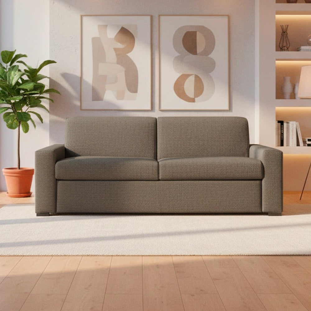 Divano letto Flash 3 posti con rete elettrosaldata in tessuto Queens taupe