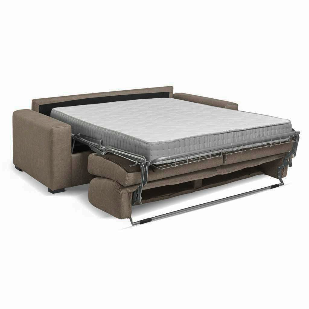 Divano letto Flash 3 posti con rete elettrosaldata in tessuto Queens taupe