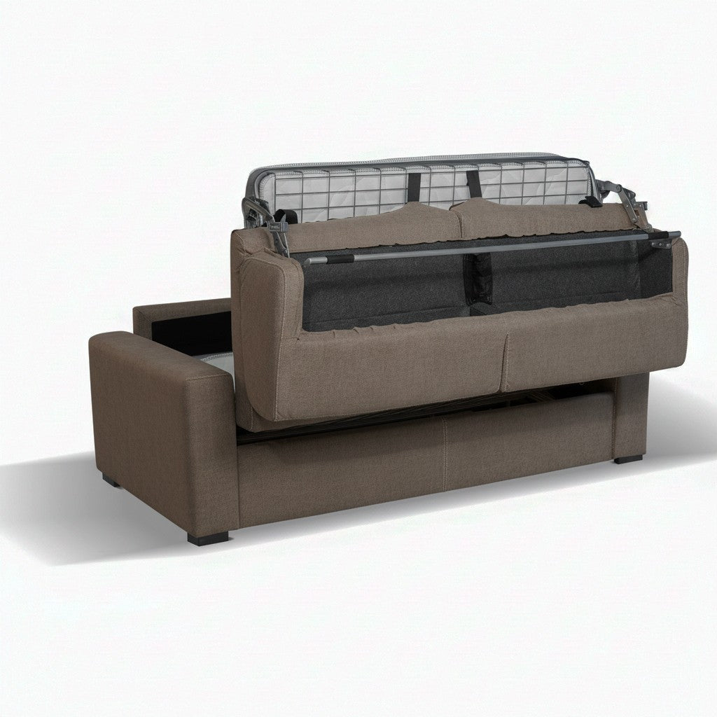 Divano letto Flash 3 posti con rete elettrosaldata in tessuto Queens taupe