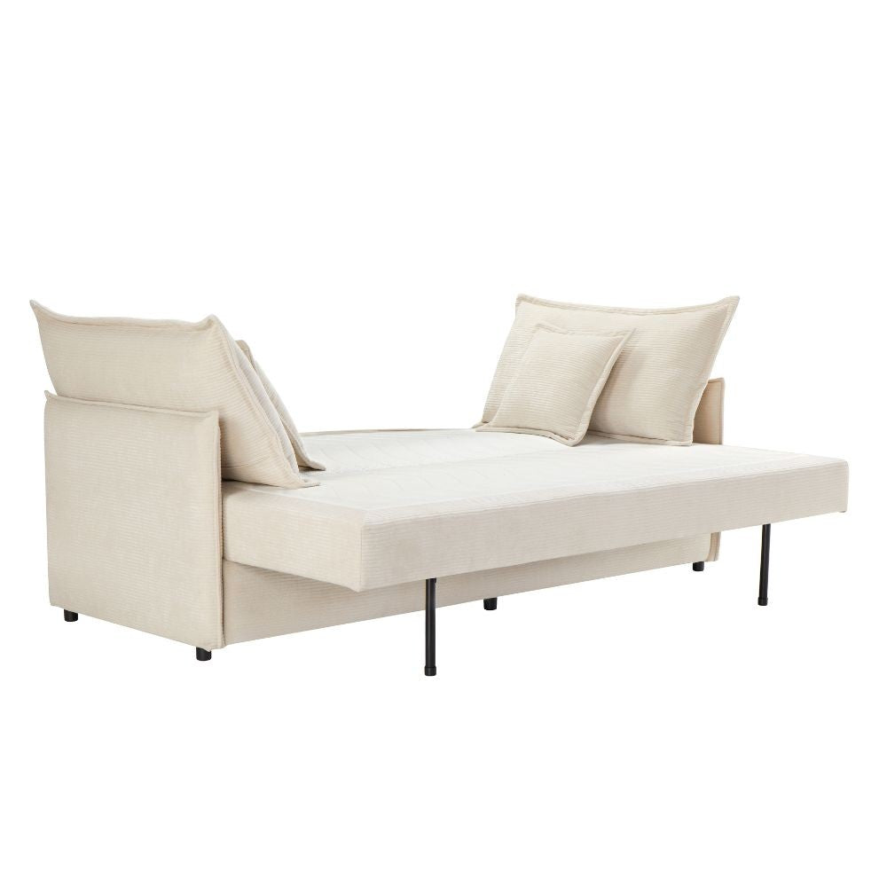 Divano letto Ghide con contenitore colore panna 217x86x95 cm.