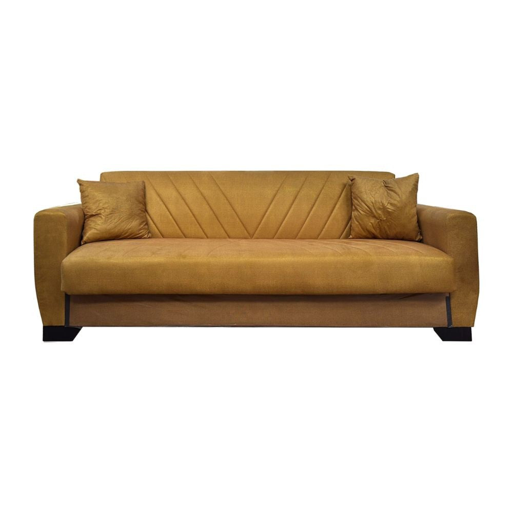 Divano letto Rianna 3 posti con contenitore in tessuto Oguzcan 09 giallo