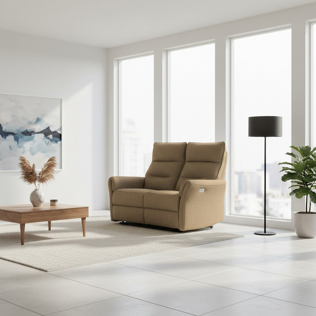Divano recliner 2 posti Softwave elettrico in tessuto G270 camel