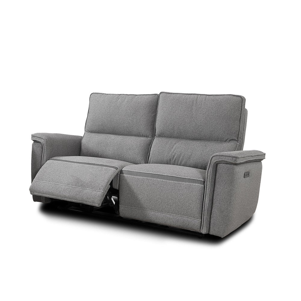 Divano recliner 2 posti Velveta elettrico in tessuto L008 grigio