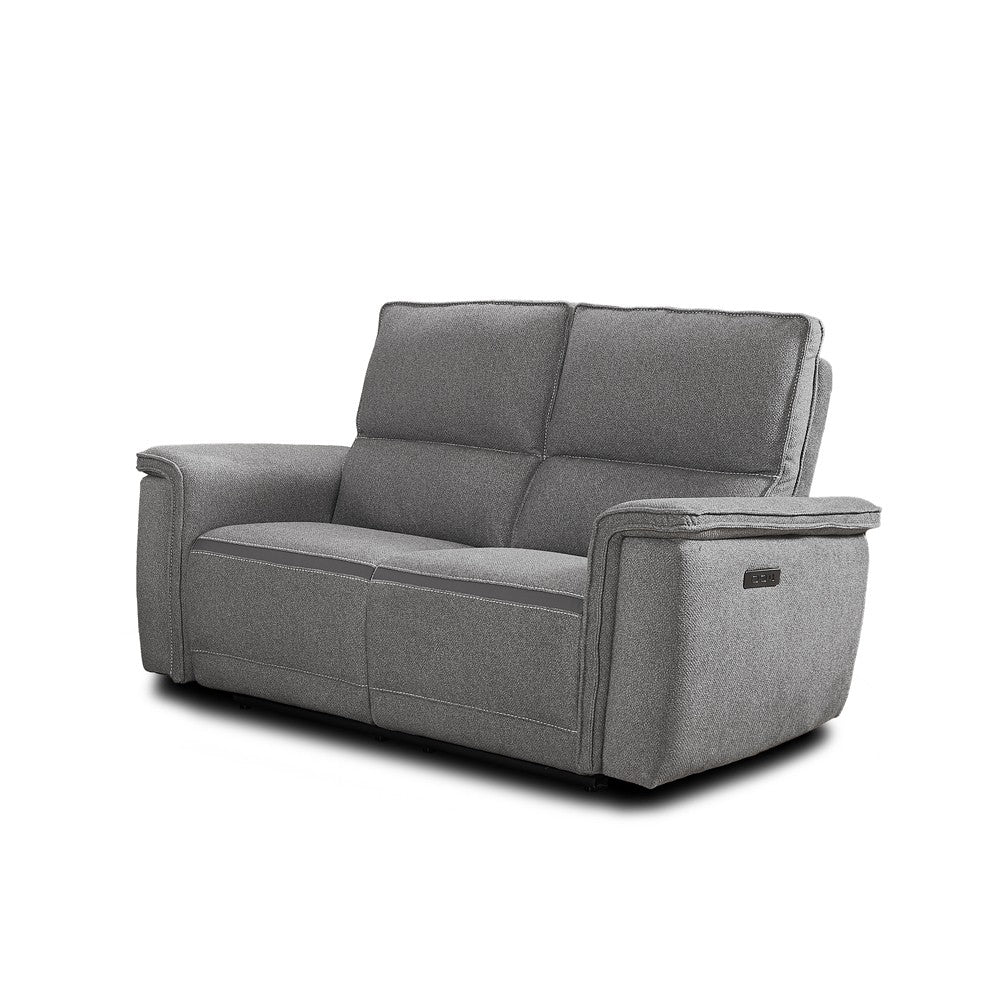 Divano recliner 2 posti Velveta elettrico in tessuto L008 grigio