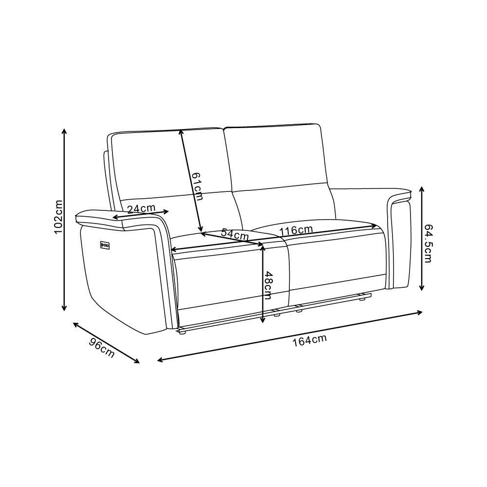 Divano recliner 2 posti Velveta elettrico in tessuto L008 grigio