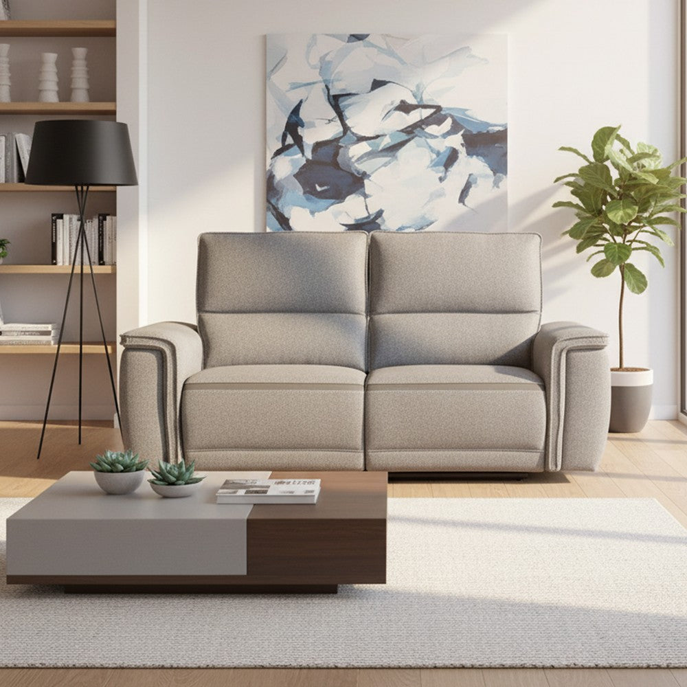 Divano recliner 2 posti Velveta elettrico in tessuto L008 grigio