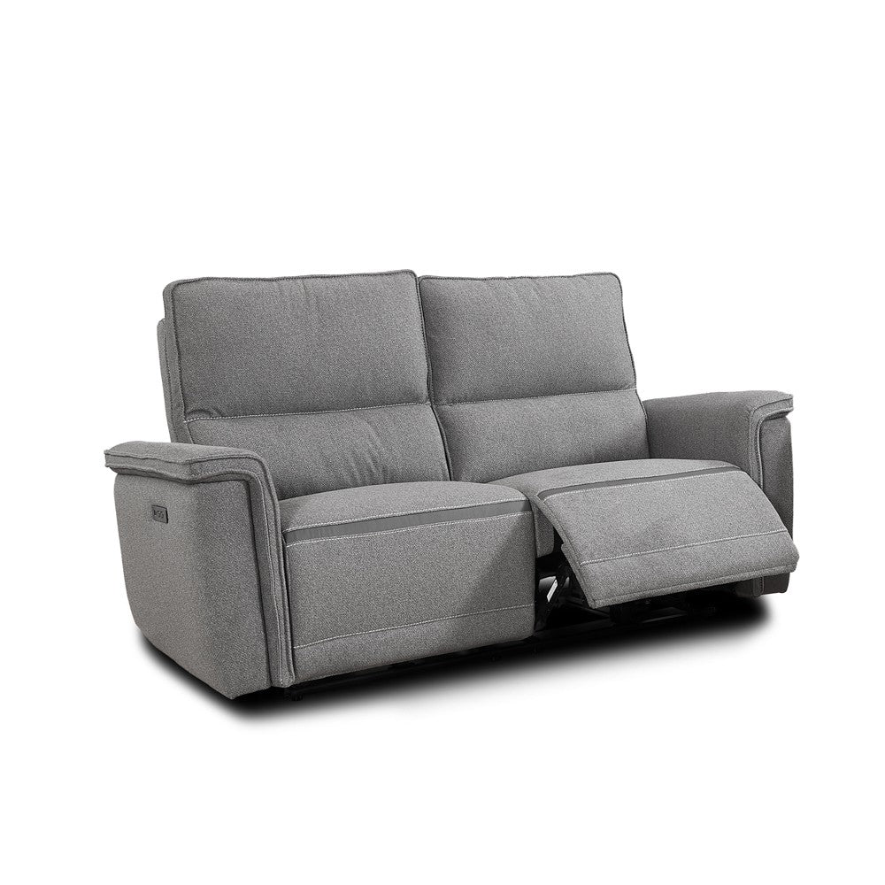 Divano recliner 2 posti Velveta elettrico in tessuto L008 grigio