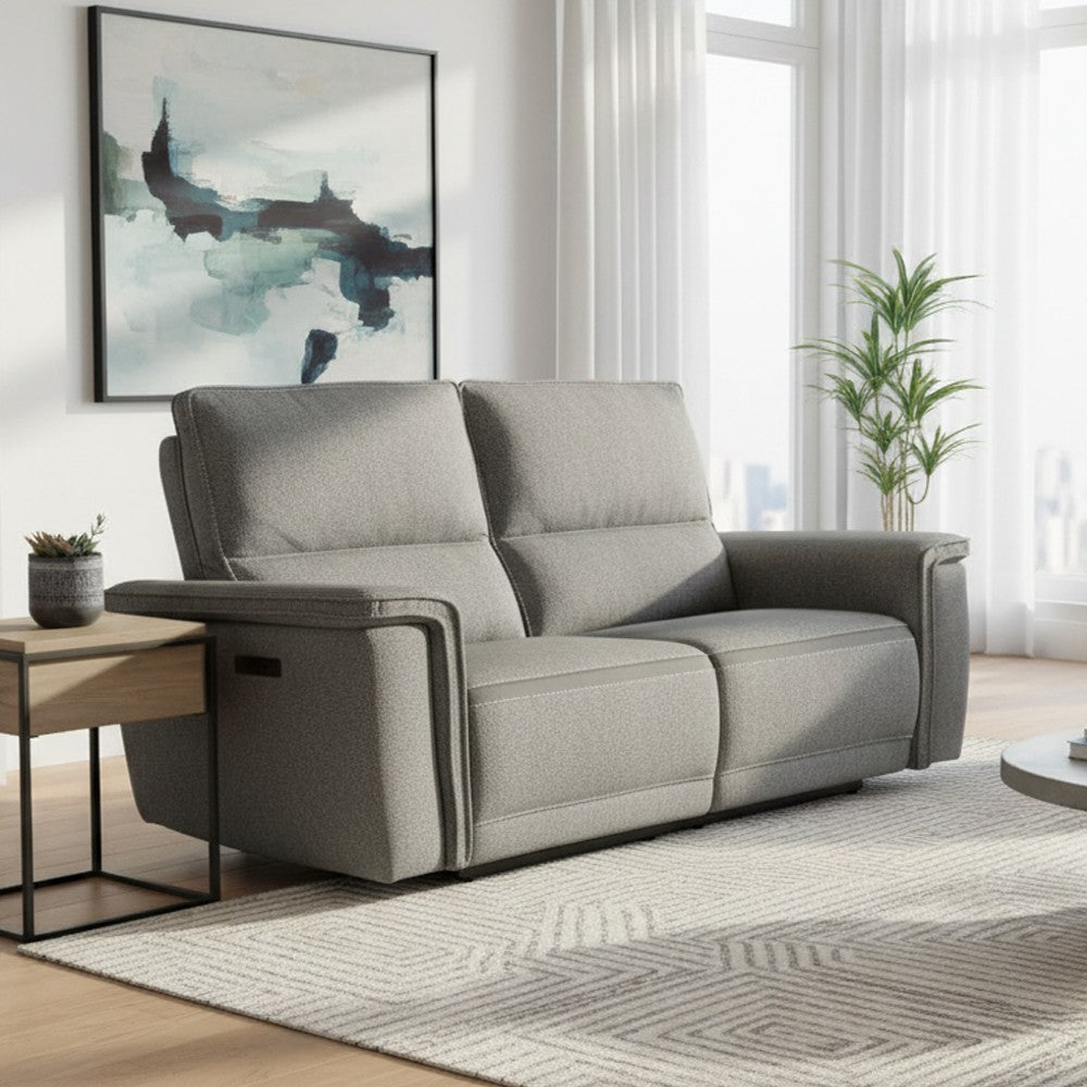 Divano recliner 3 posti Velveta elettrico in tessuto L008 grigio