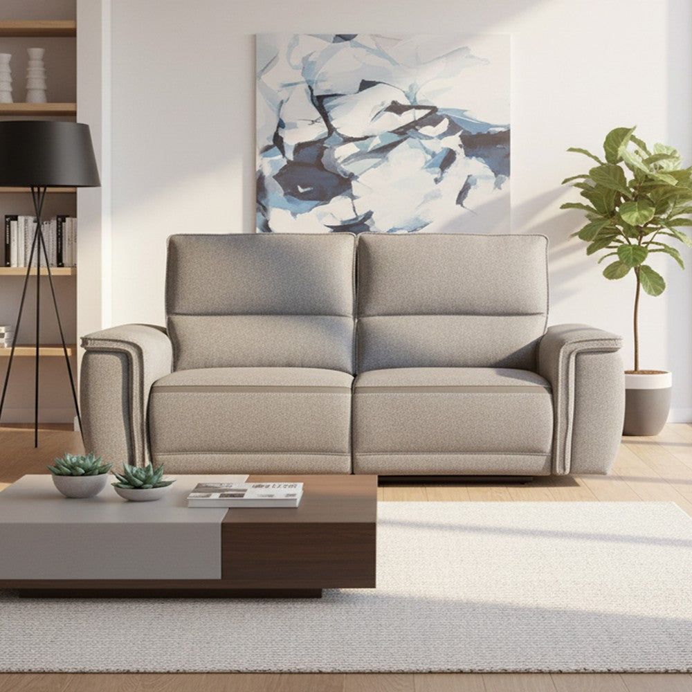 Divano recliner 3 posti Velveta elettrico in tessuto L008 grigio