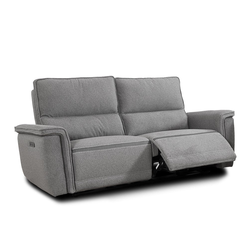 Divano recliner 3 posti Velveta elettrico in tessuto L008 grigio