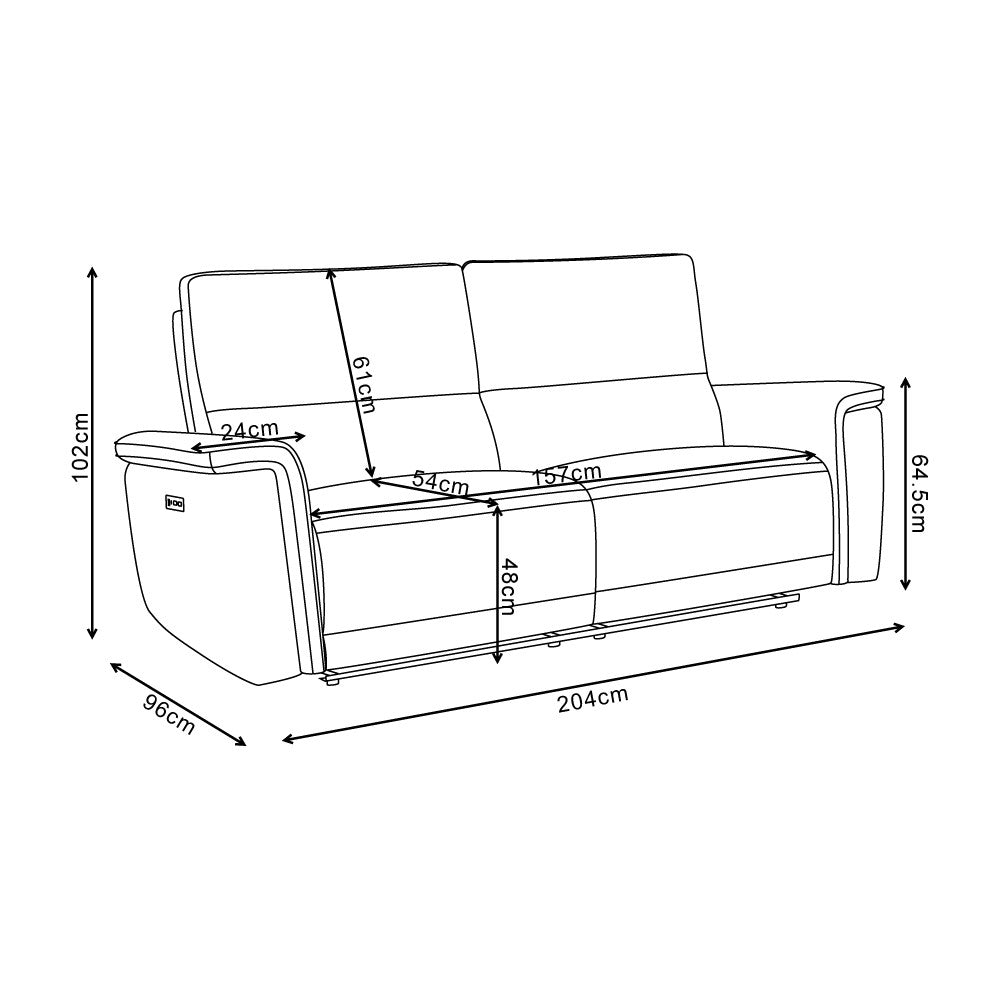 Divano recliner 3 posti Velveta elettrico in tessuto L008 grigio