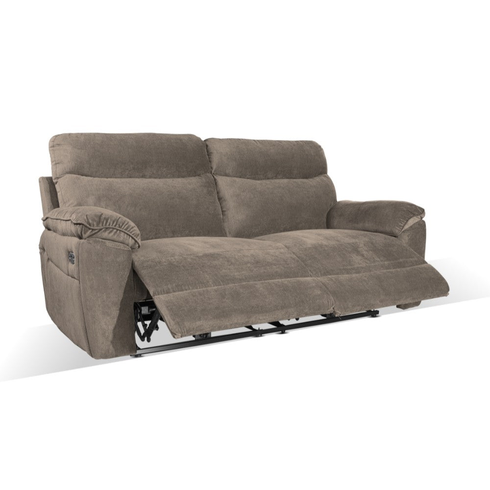 Divano recliner Boston 3 posti elettrico in tessuto giulia 9703 cappuccino