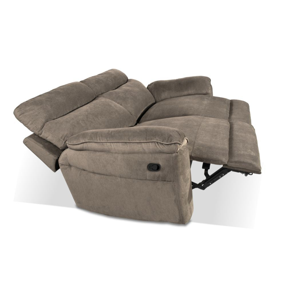 Divano recliner Boston 3 posti manuale in tessuto barrel 21 tortora