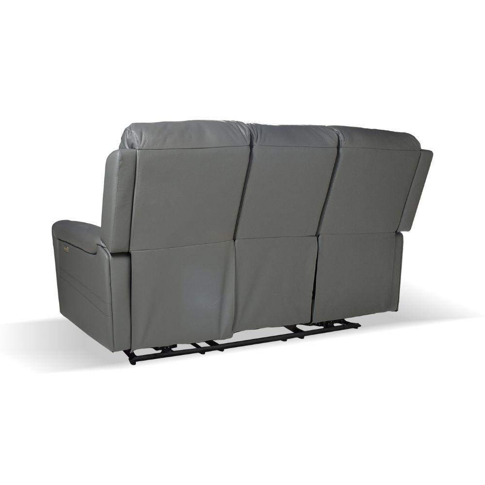 Divano recliner elettrici Claus 3 posti in vera pelle colore grigio scuro