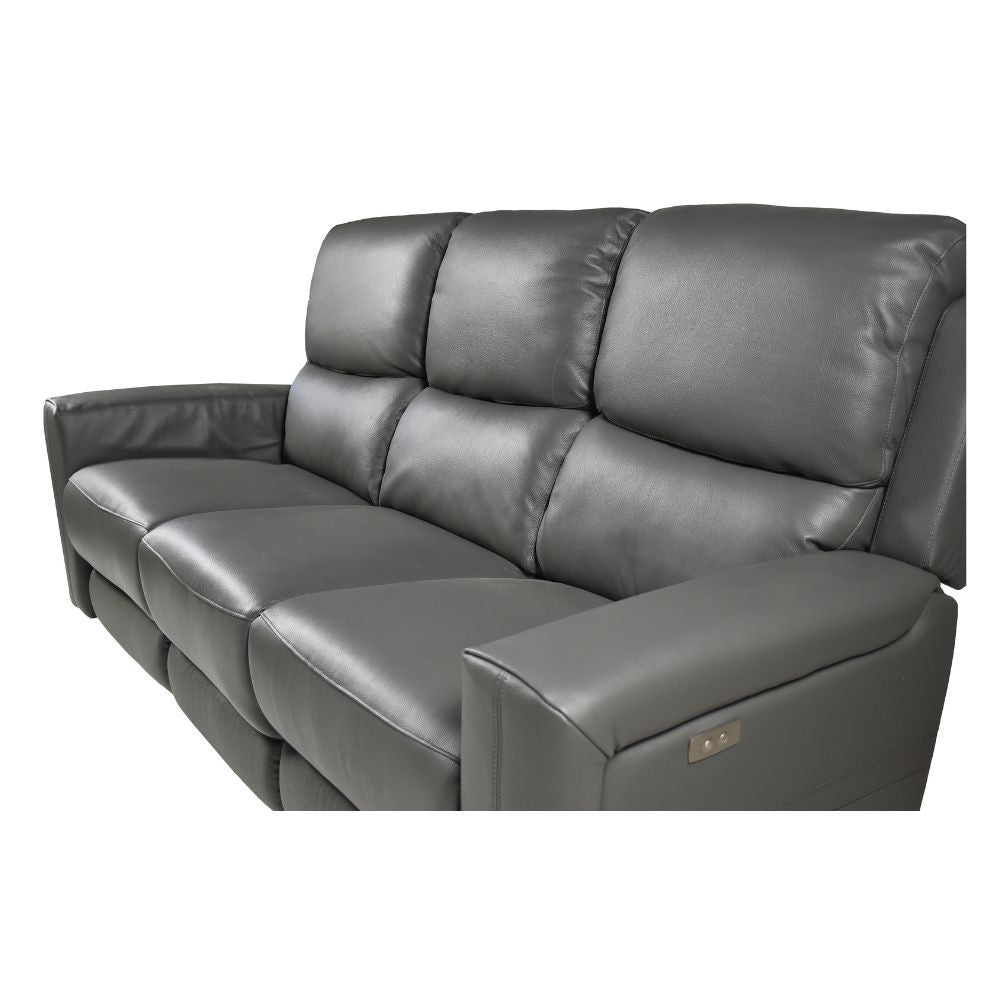 Divano recliner elettrici Claus 3 posti in vera pelle colore grigio scuro