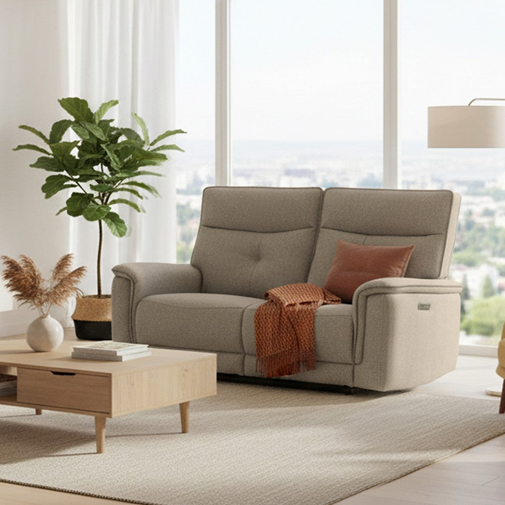 Divano recliner Elysio 2 posti elettrico in tessuto G093 sabbia