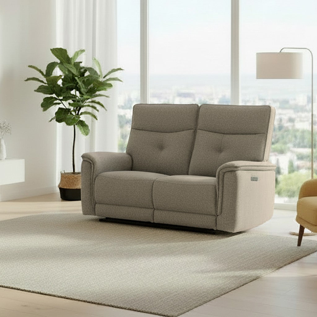 Divano recliner Elysio 2 posti elettrico in tessuto G093 sabbia