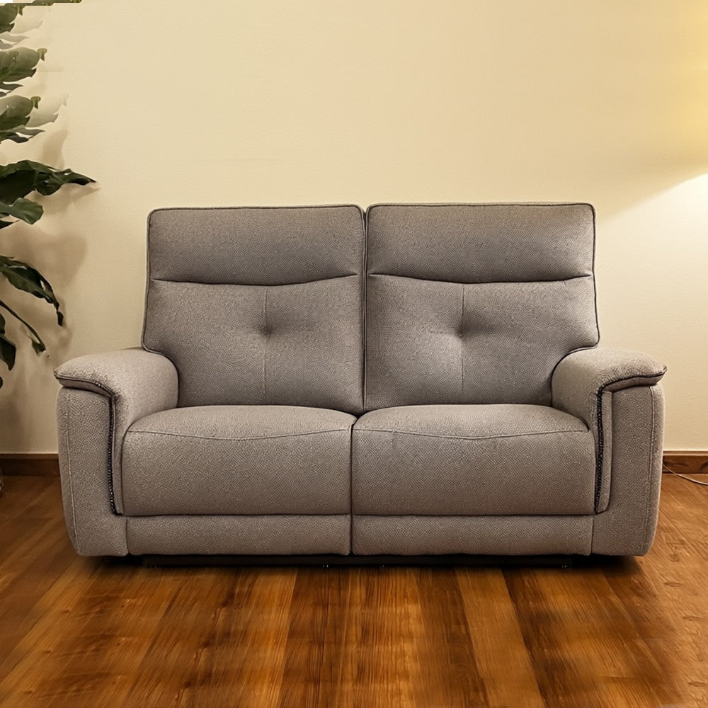 Divano recliner Elysio 2 posti elettrico in tessuto G268 grigio