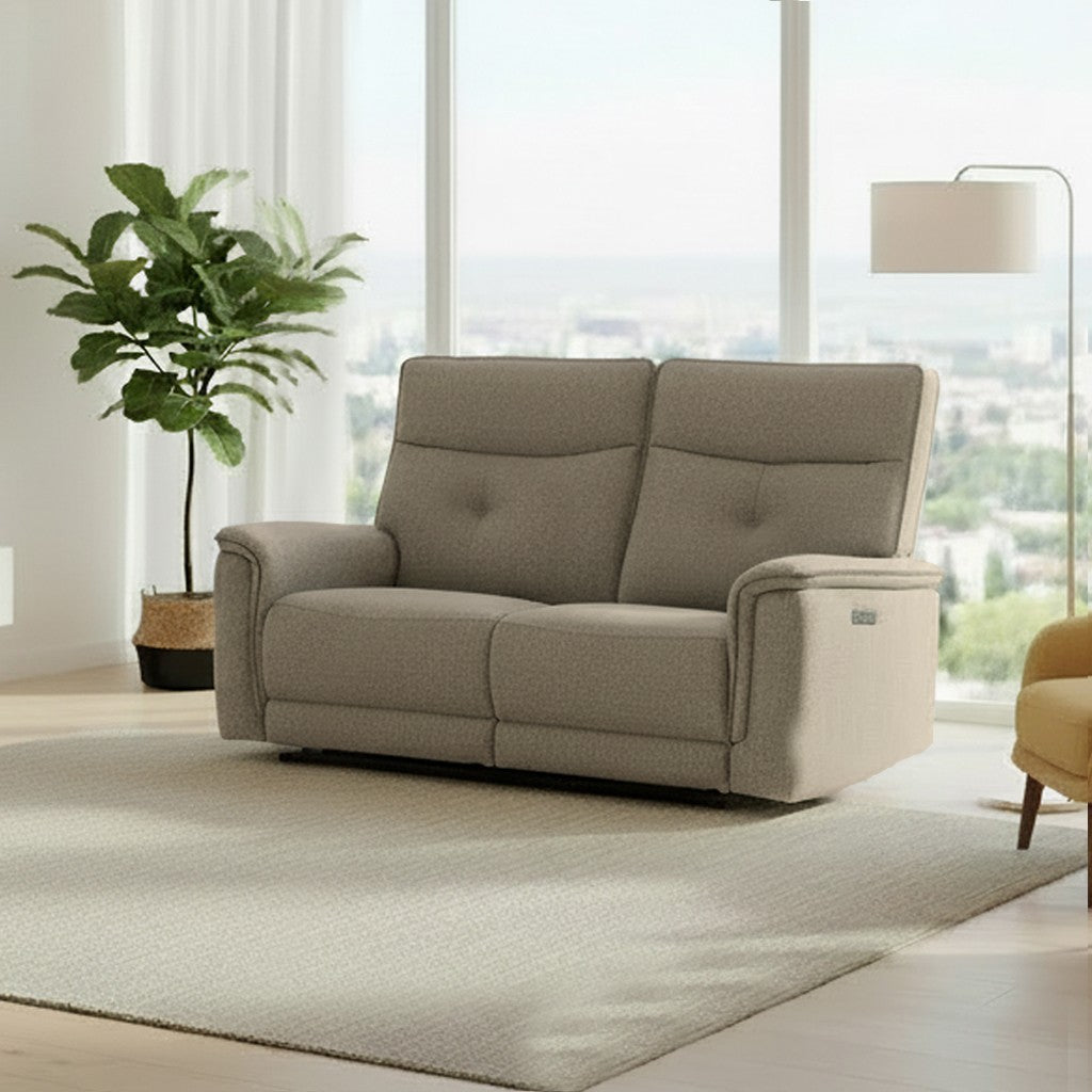 Divano recliner Elysio 3 posti elettrico in tessuto G093 sabbia