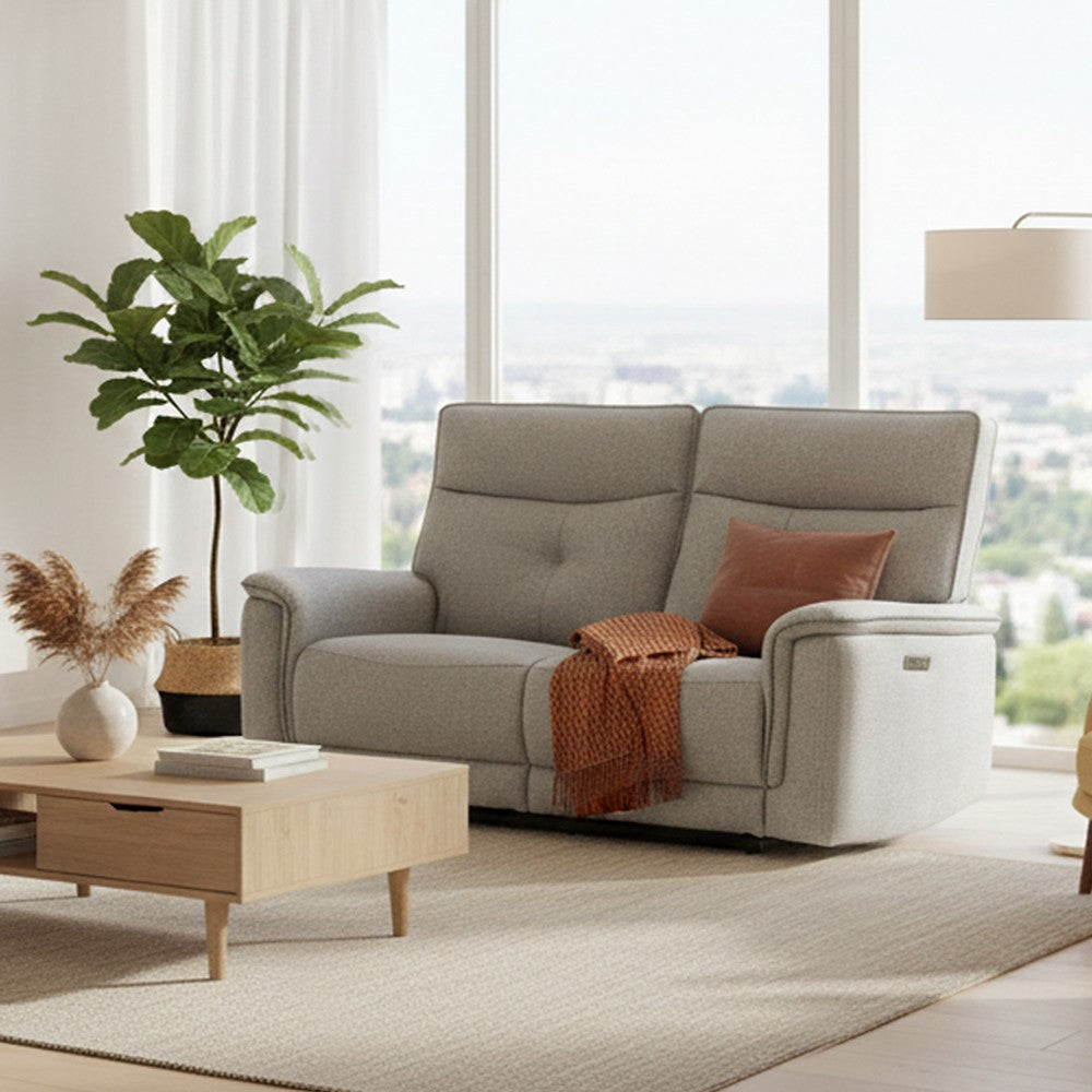 Divano recliner Elysio 3 posti elettrico in tessuto G268 grigio