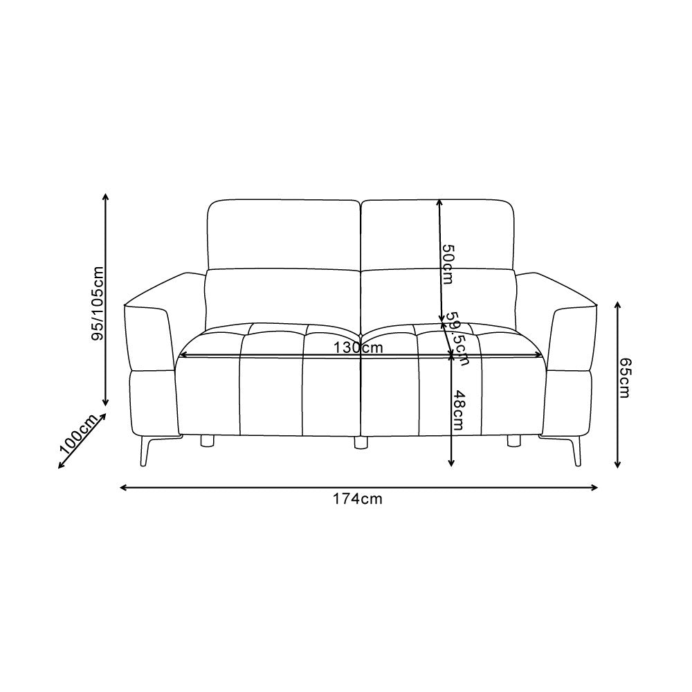 Divano recliner Luxora 2 posti elettrico in tessuto E006 aragosta