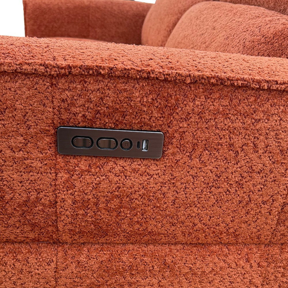 Divano recliner Luxora 2 posti elettrico in tessuto E006 aragosta