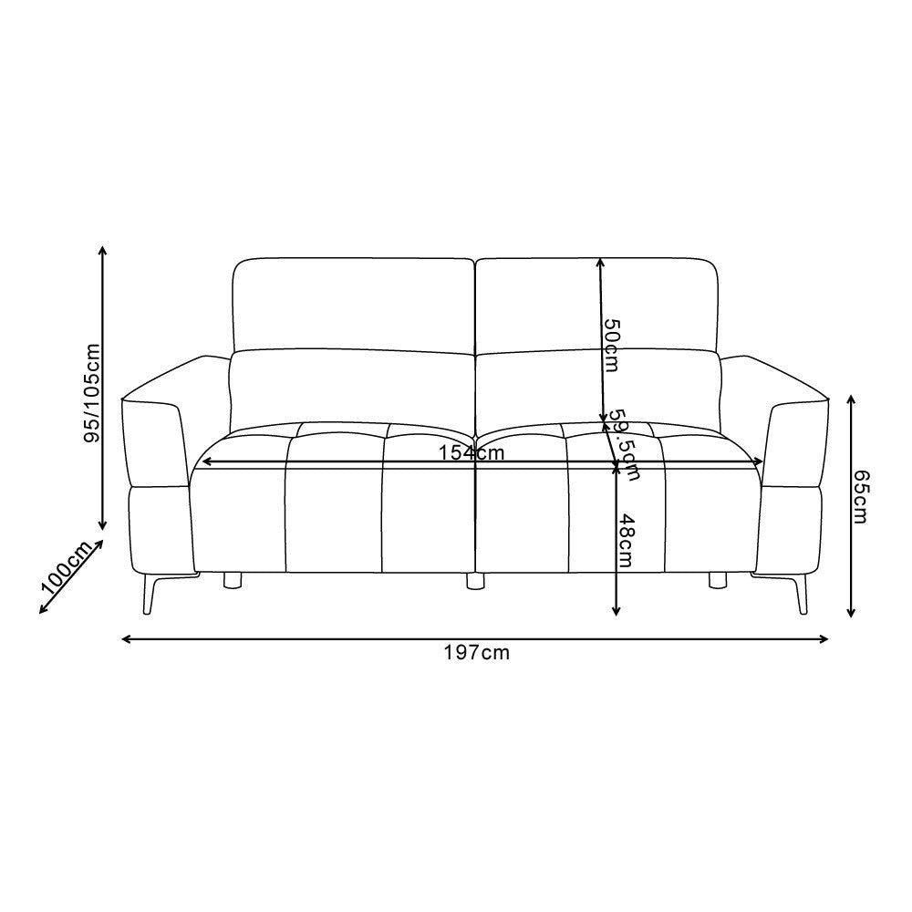 Divano recliner Luxora 3 posti elettrico in tessuto E006 aragosta