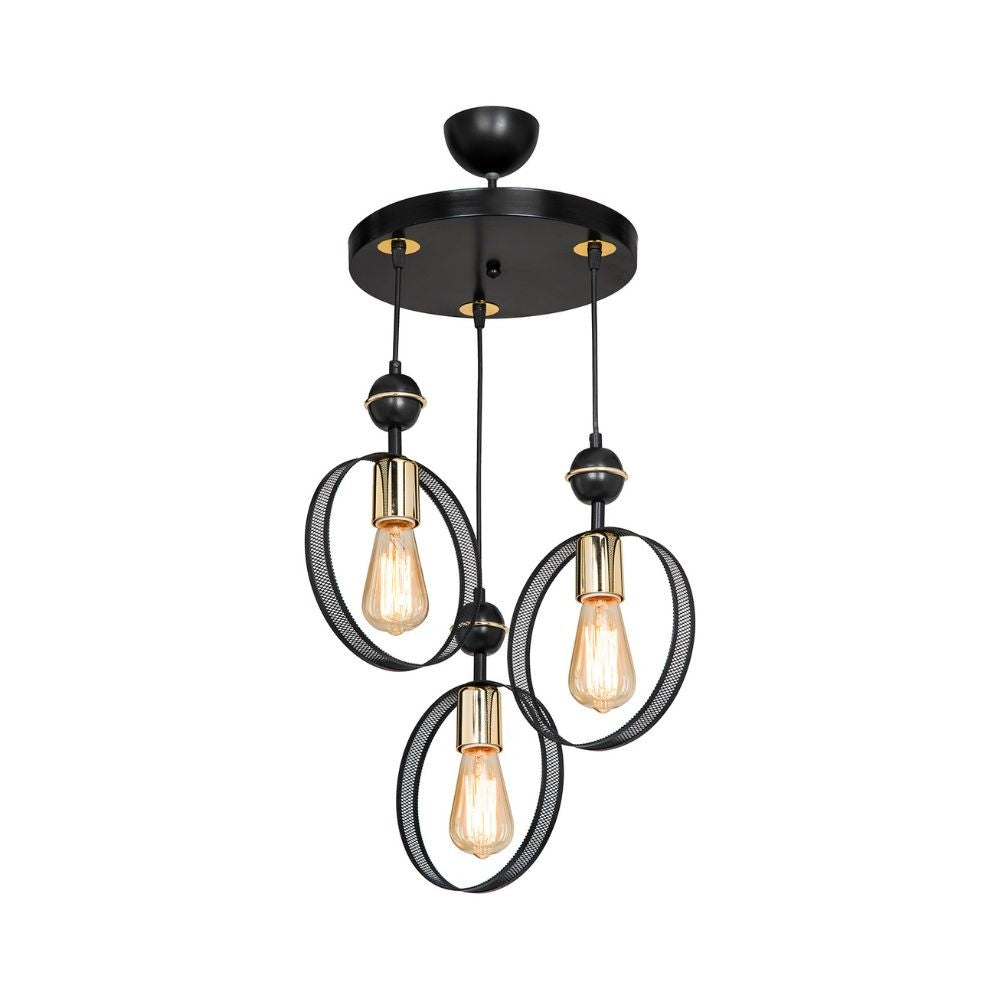 Lampada a sospensione Esin con tre portalampade a cerchio MDL4423