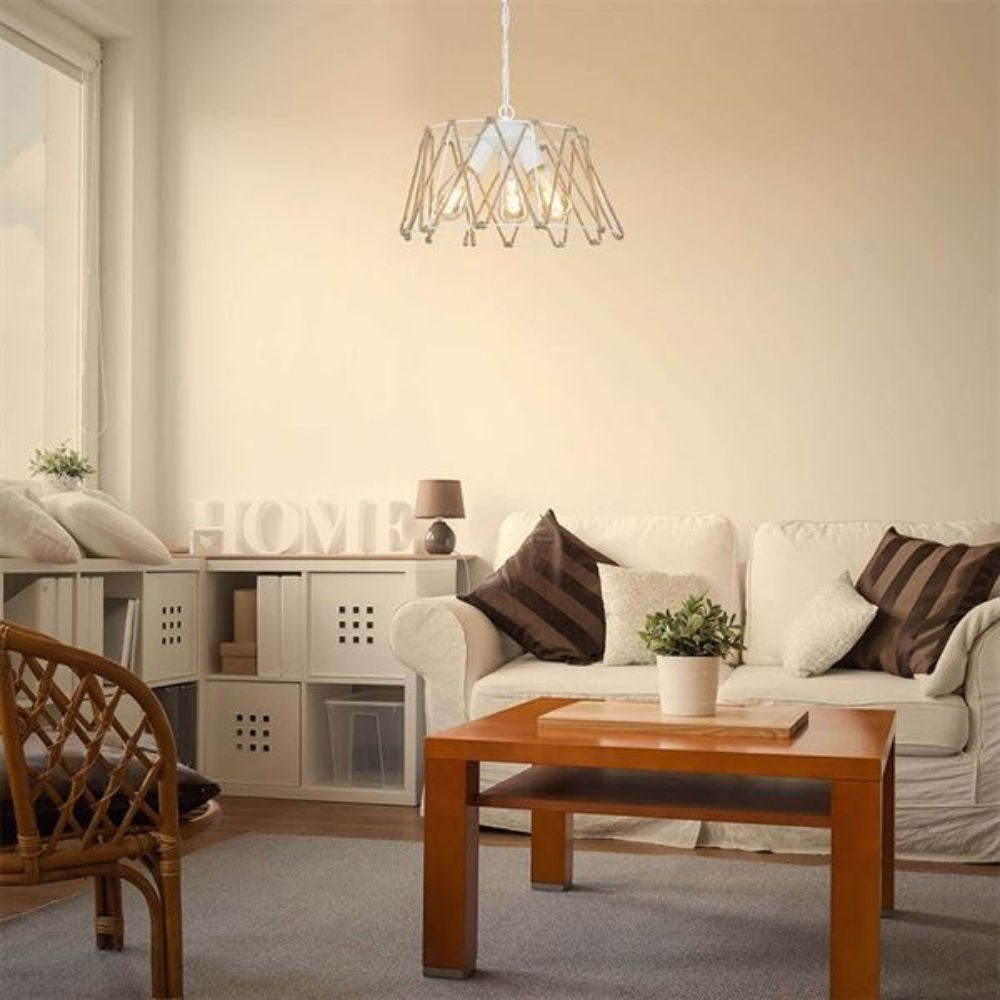 Lampada a sospensione  Evren ASZ1030 3 luci metallo bianco e corda