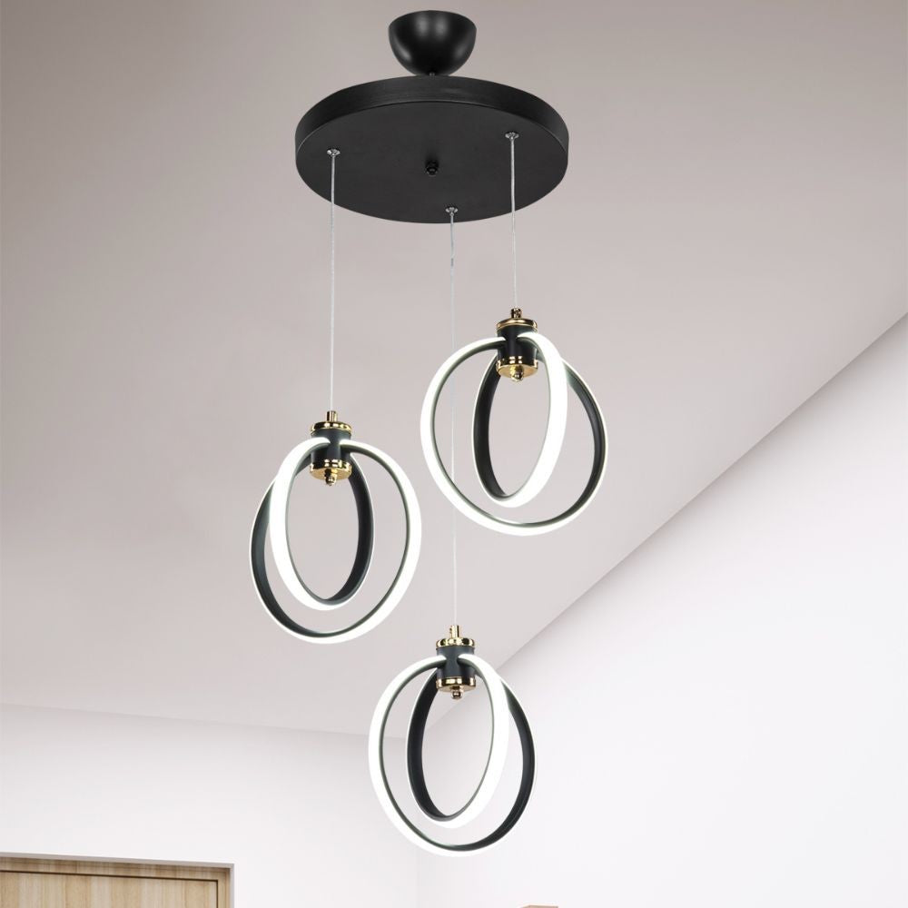 Lampada a sospensione Felicia tre punti luce cerchi LED ASZ1593