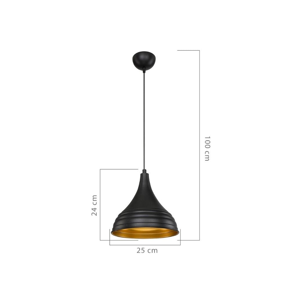 Lampada a sospensione Leda ASZ1338 in metallo nero