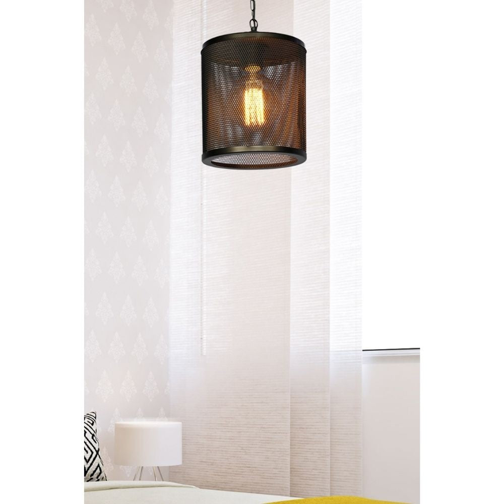 Lampada a sospensione Nadra MDL3857 in metallo reticolato nero