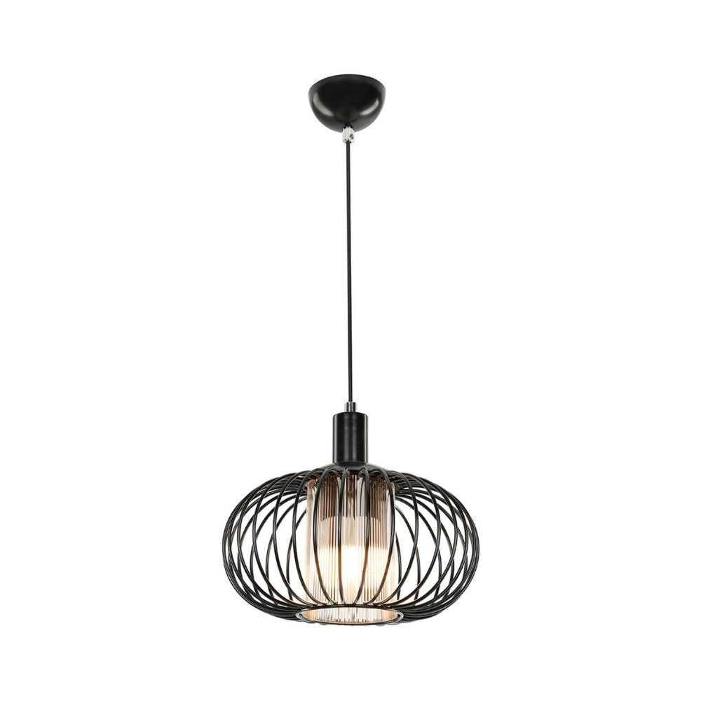 Lampada a sospensione Terla MDL3674 con struttura in ferro e diffusore in vetro