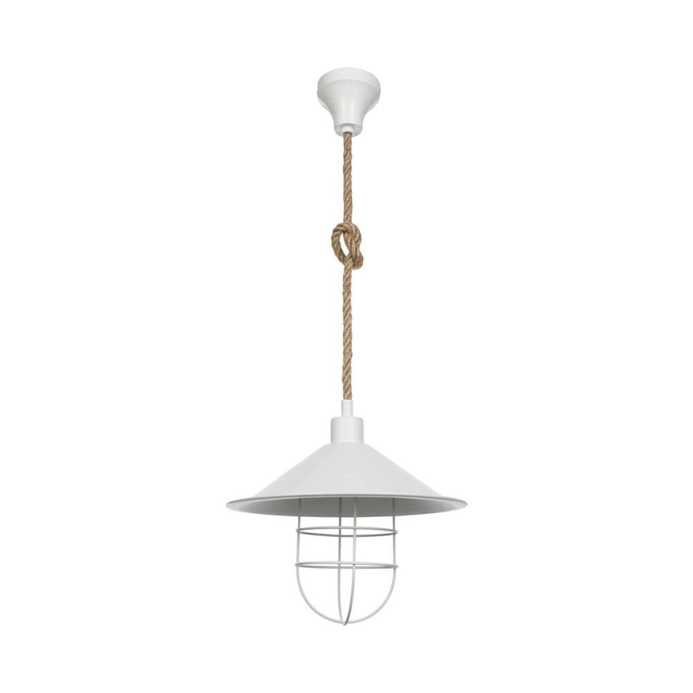 Lampada da soffitto Bulut ASZ0631 metallo bianco e corda iuta