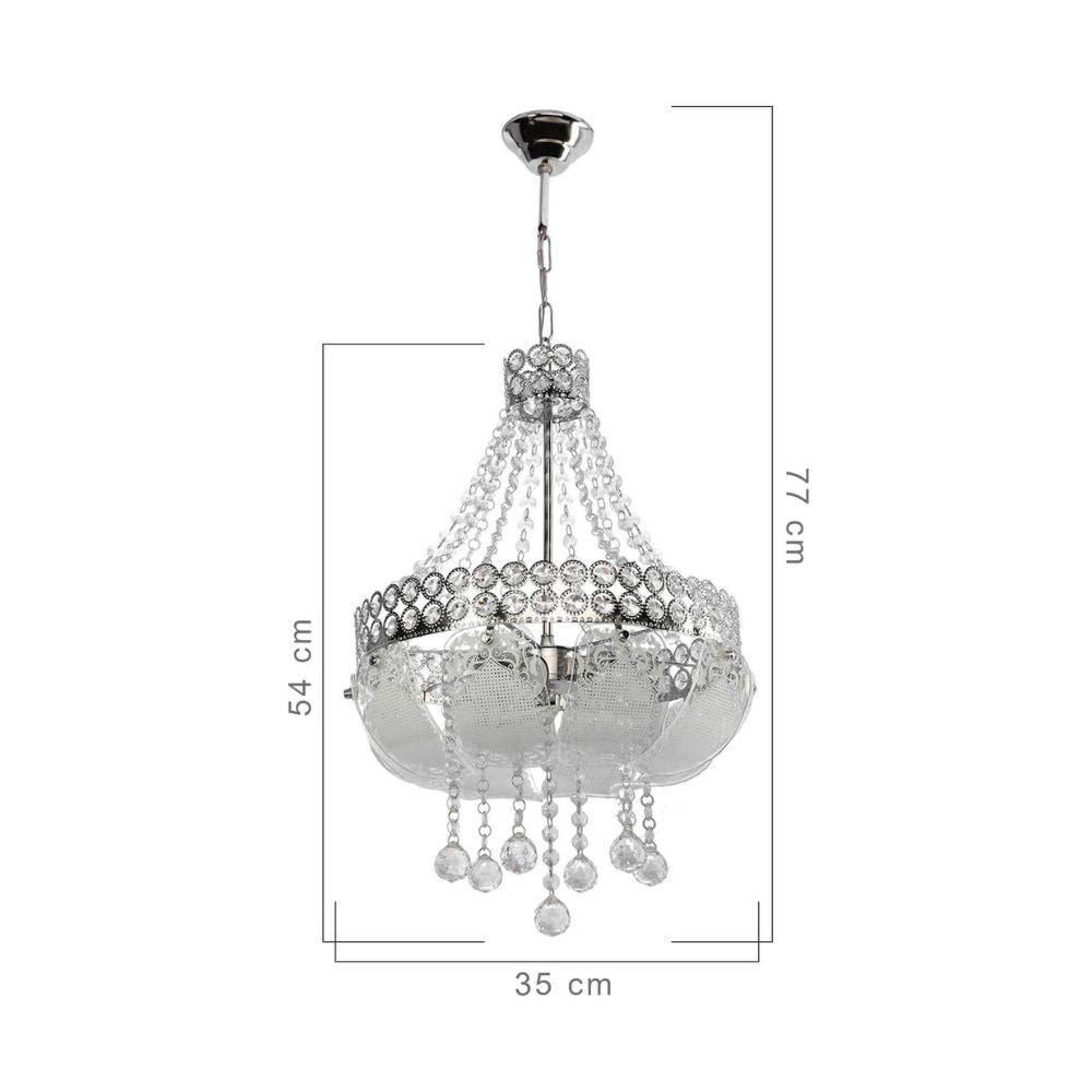 Lampada da soffitto Sare MDL3550 argento vetro decorato e pietre effetto cristallo