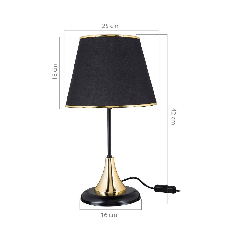 Lampada da tavolo Arden metallo e paralume tessuto nero ASZ1632