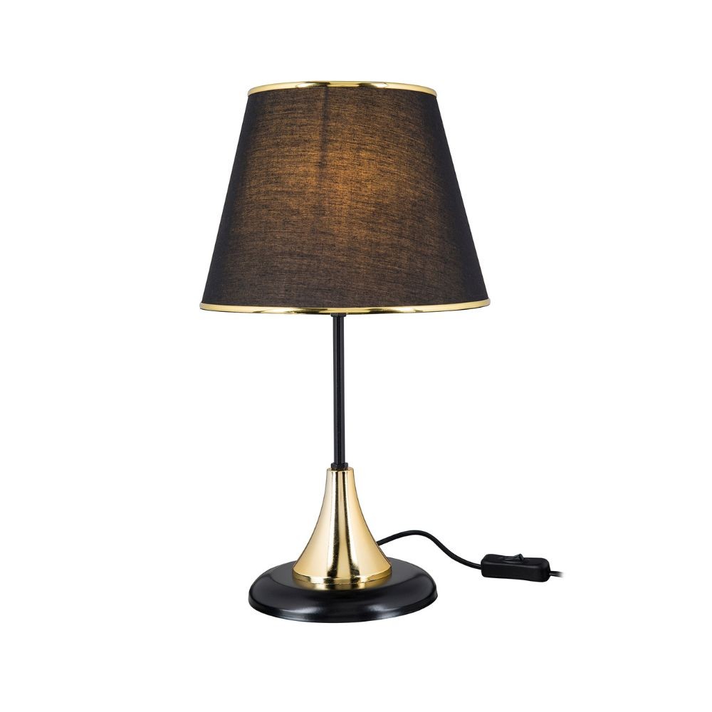 Lampada da tavolo Arden metallo e paralume tessuto nero ASZ1632