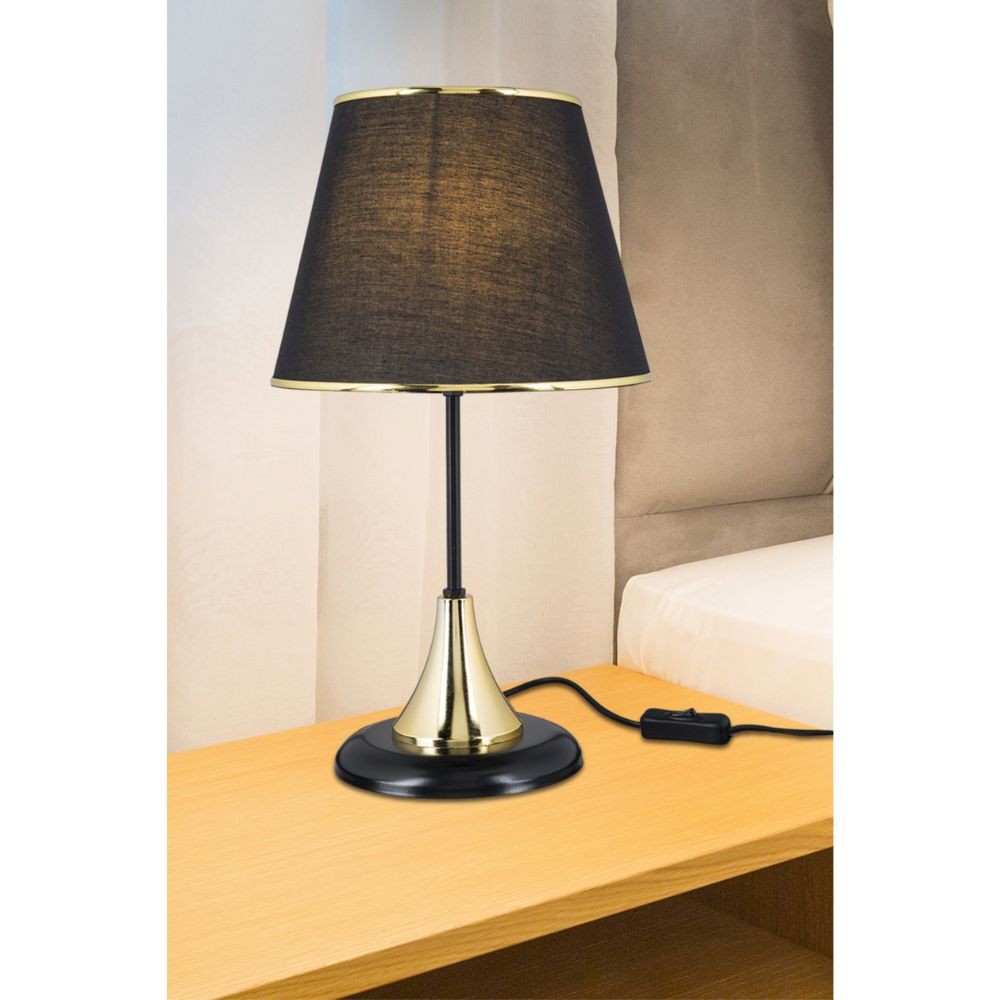 Lampada da tavolo Arden metallo e paralume tessuto nero ASZ1632
