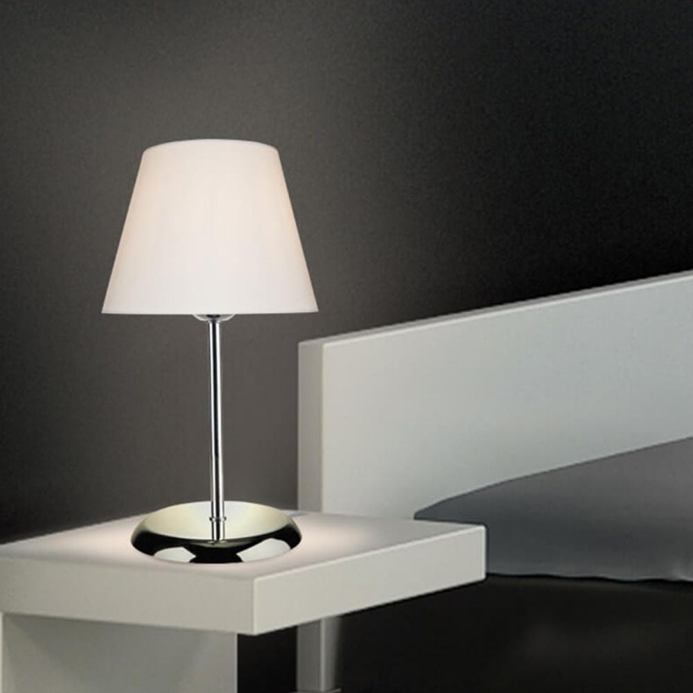 Lampada da tavolo Elva ASZ1047 in metallo e paralume tessuto