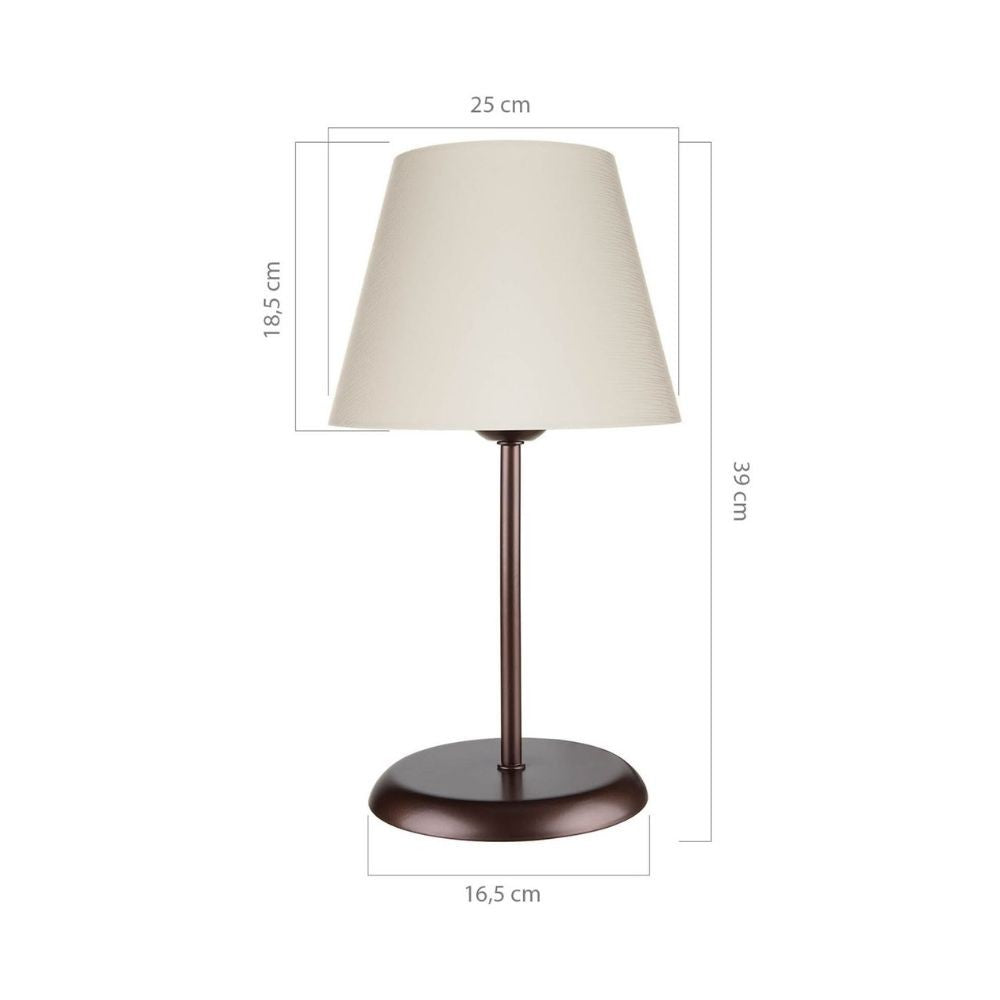 Lampada da tavolo Elva ASZ1050 in metallo e paralume tessuto