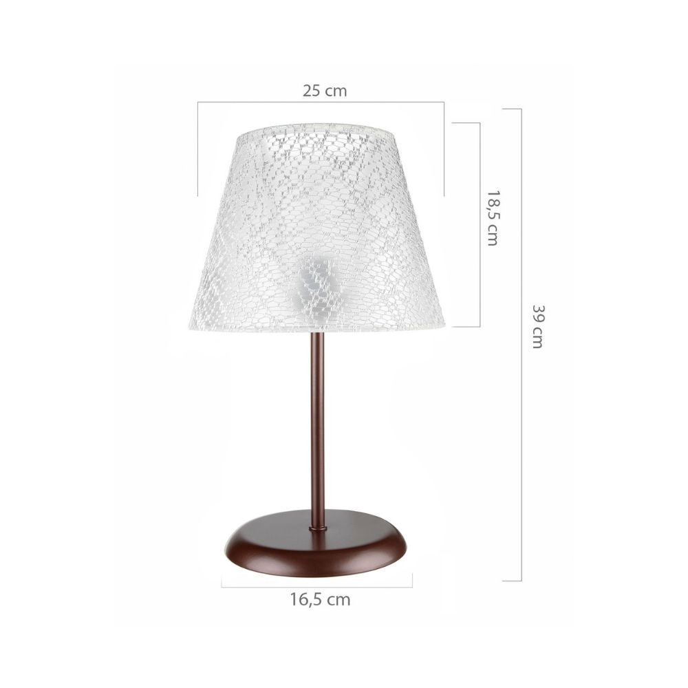 Lampada da tavolo Elva MNG3065 in metallo e paralume tessuto ricamo