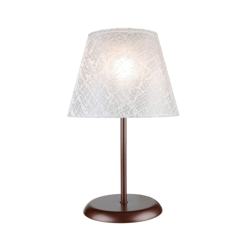 Lampada da tavolo Elva MNG3065 in metallo e paralume tessuto ricamo