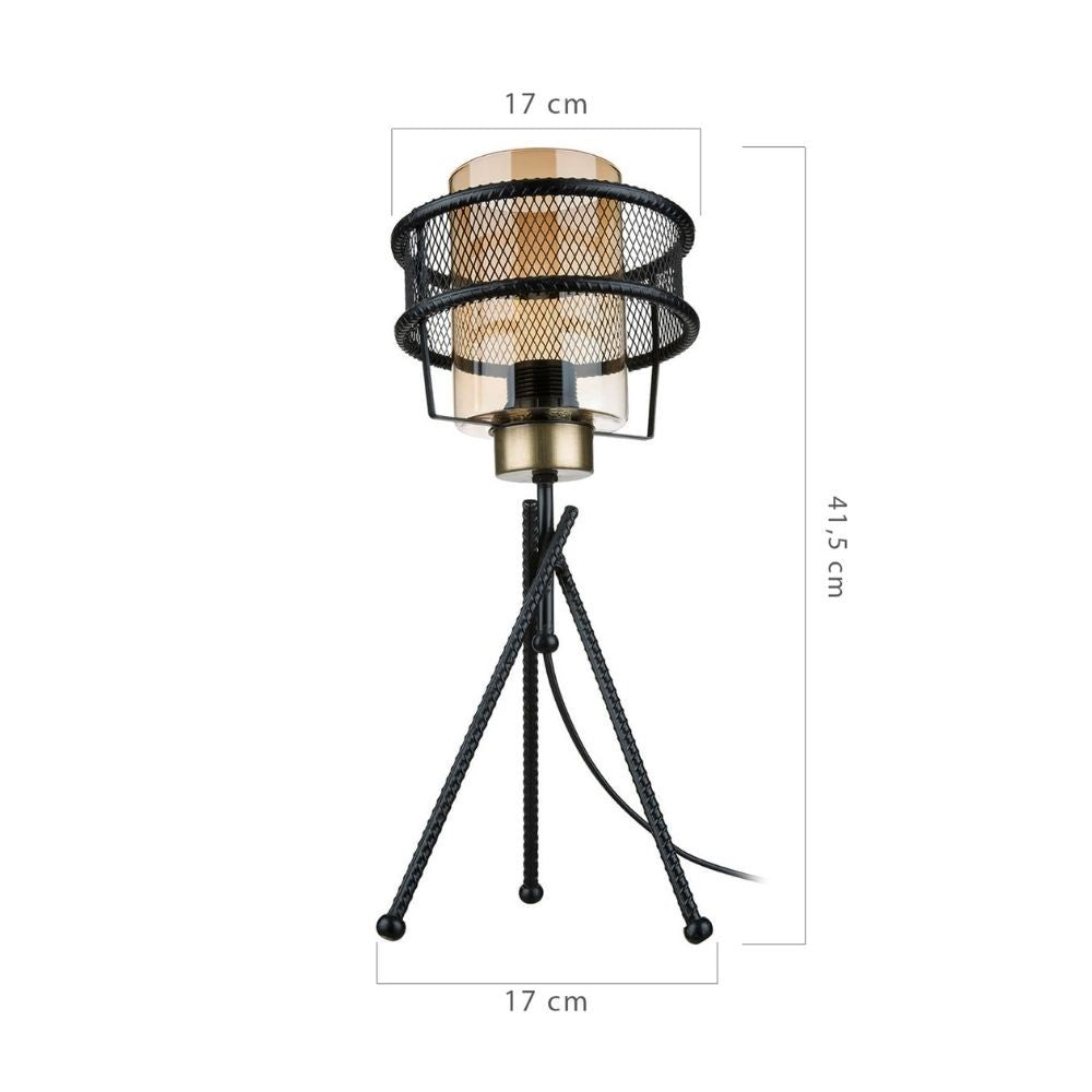 Lampada da tavolo Grande MDL3713 in ferro intrecciato paralume vetro