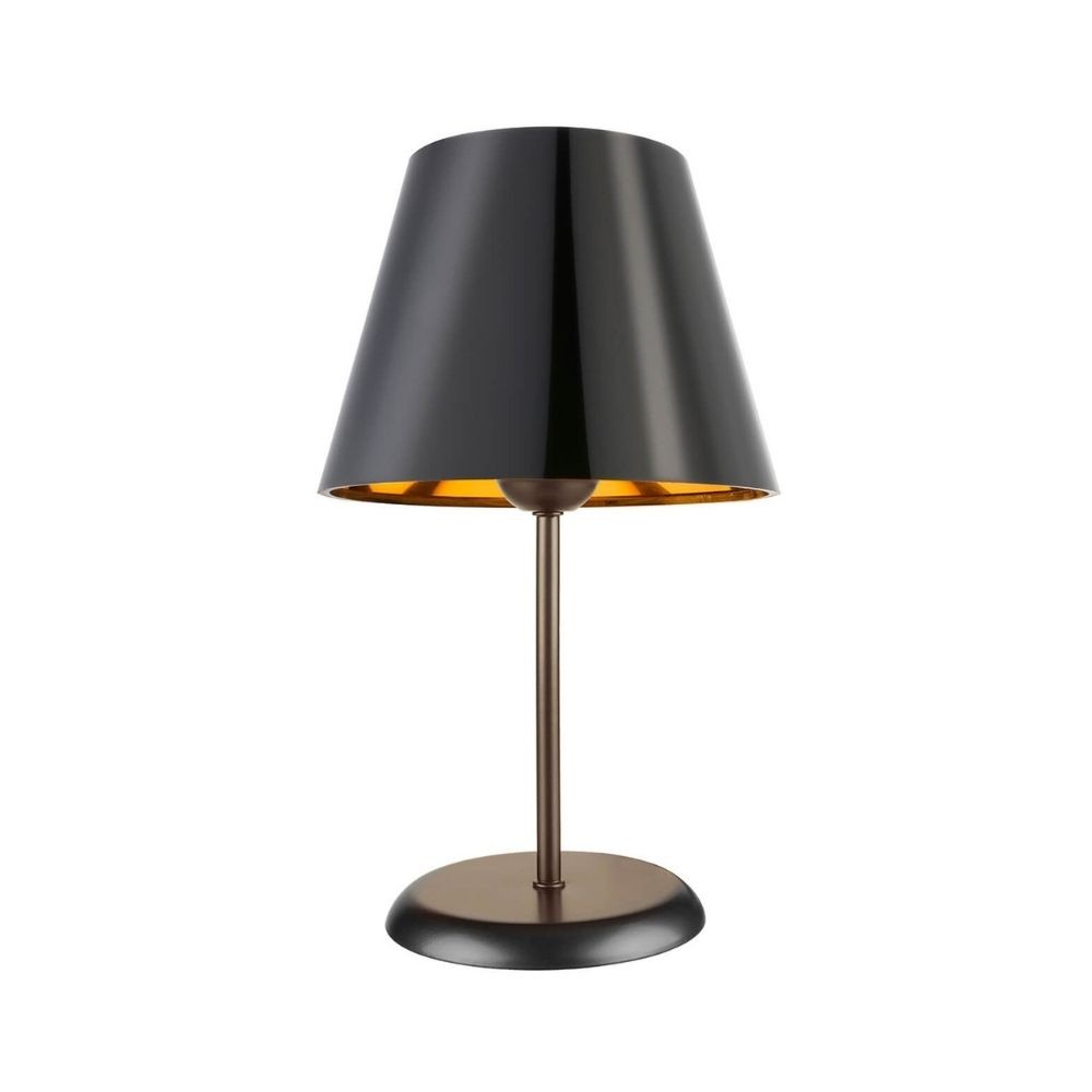 Lampada da tavolo Verda ASZ1212 in metallo e paralume tessuto nero
