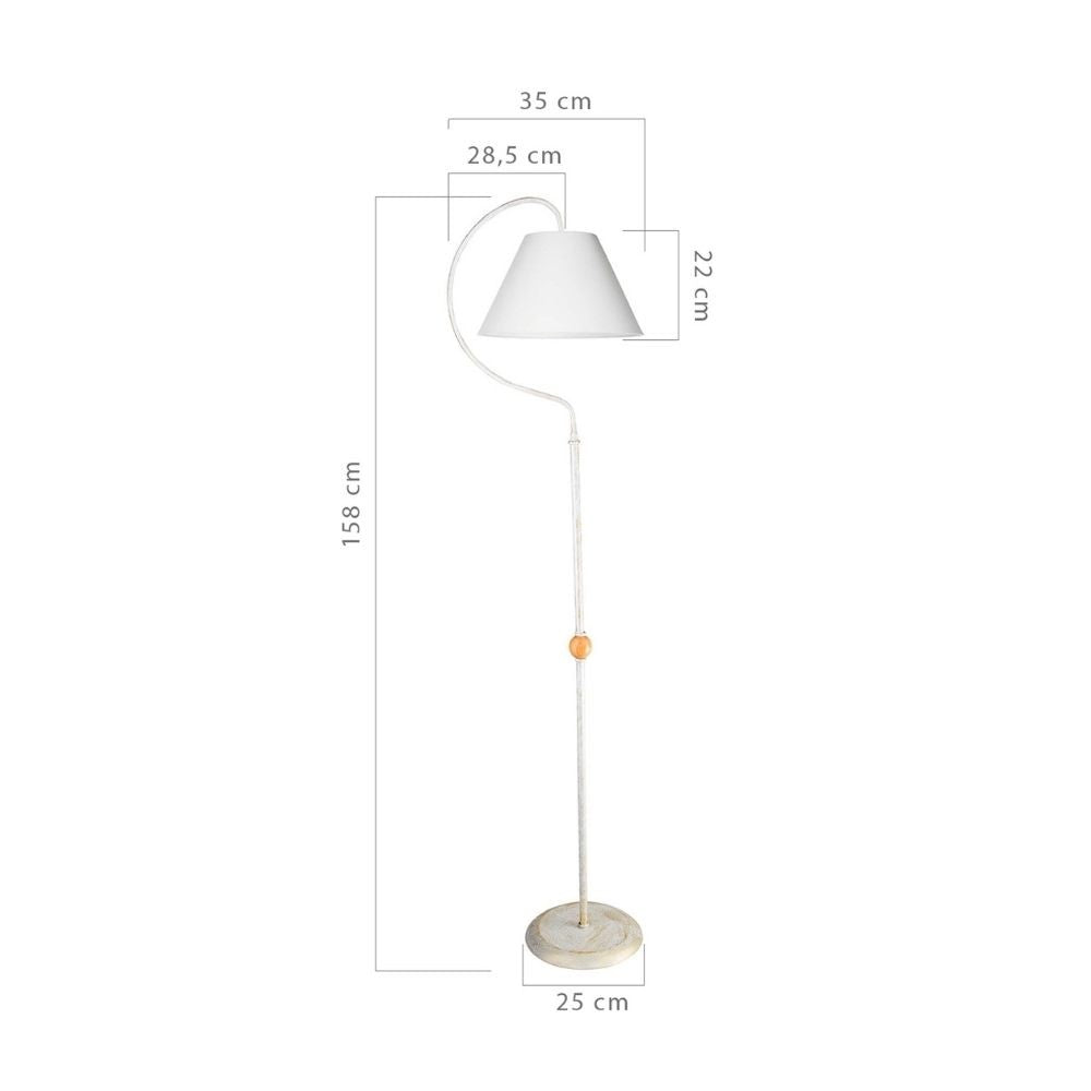 Lampada da terra a stelo Geo ASZ1043 con paralume tessuto bianco
