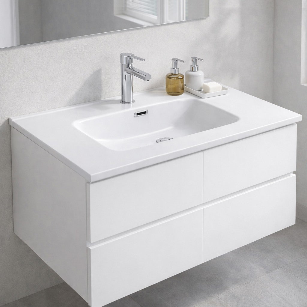 Lavabo consolle da appoggio LAV9080S in ceramica 1 vasca 81x46.5 cm. bianco lucido