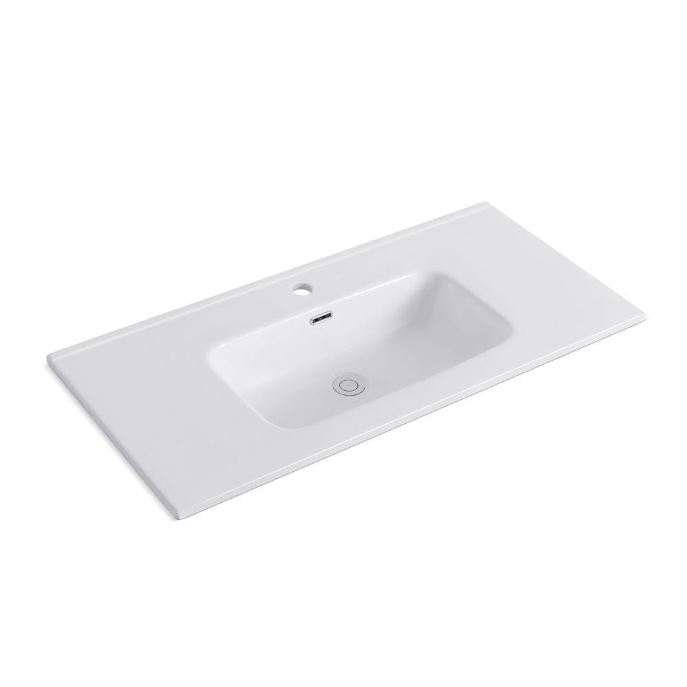 Lavabo consolle da appoggio LAV9100S in ceramica 1 vasca 101x46.5 cm. bianco lucido