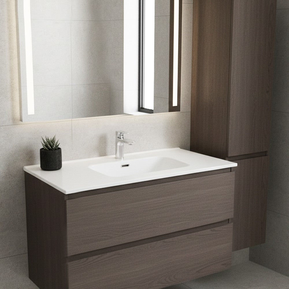 Lavabo consolle da appoggio LAV9100S in ceramica 1 vasca 101x46.5 cm. bianco lucido