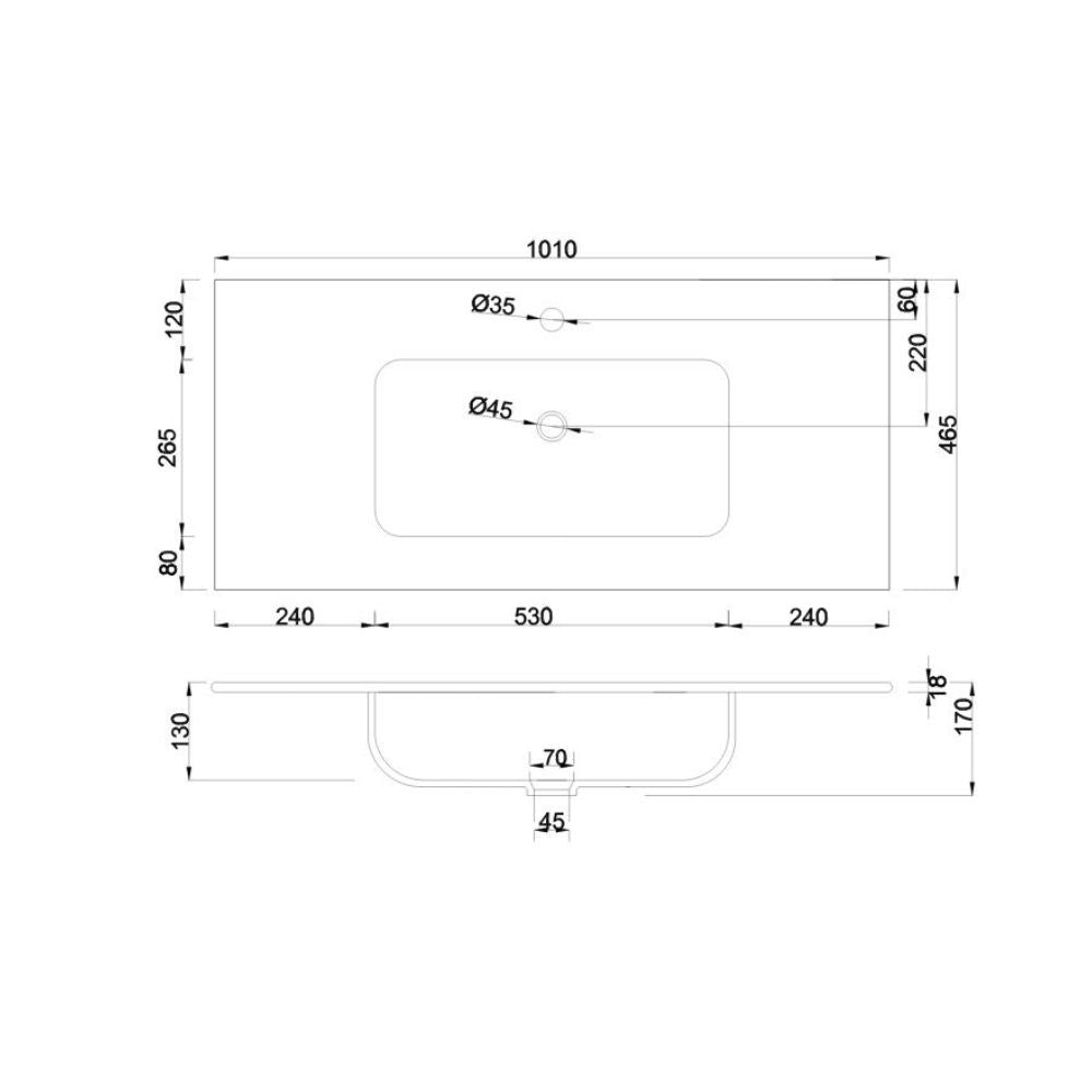 Lavabo consolle da appoggio LAV9100S in ceramica 1 vasca 101x46.5 cm. bianco lucido