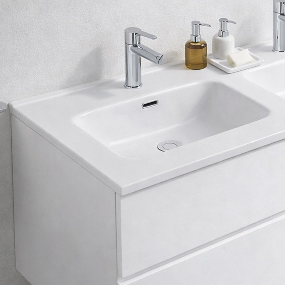 Lavabo consolle da appoggio LAV9120DS in ceramica 2 vasche 121x46.5 cm. bianco lucido